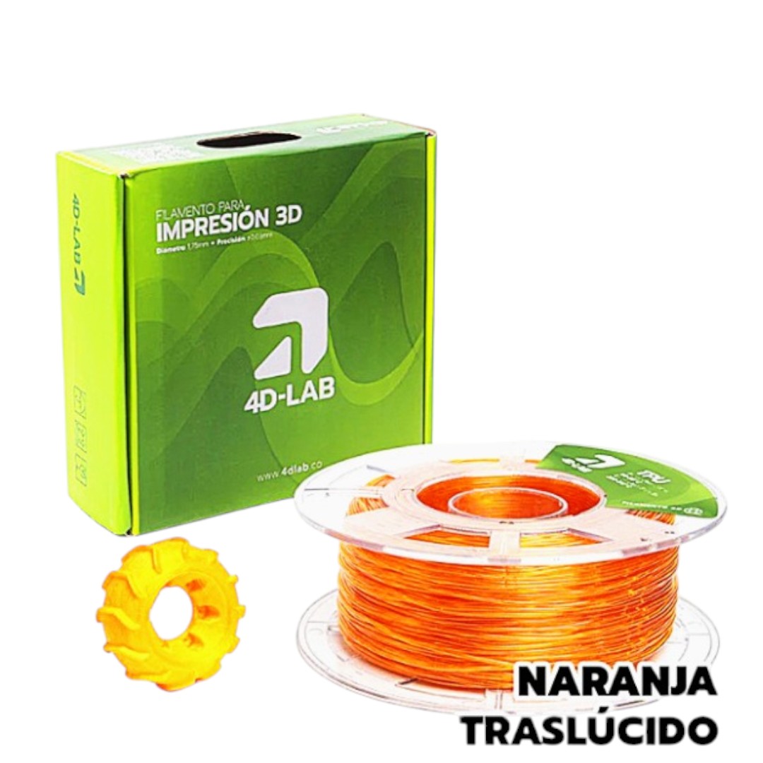 TPU FILAMENTO ELASTICO NARANJA TRASLUCIDO