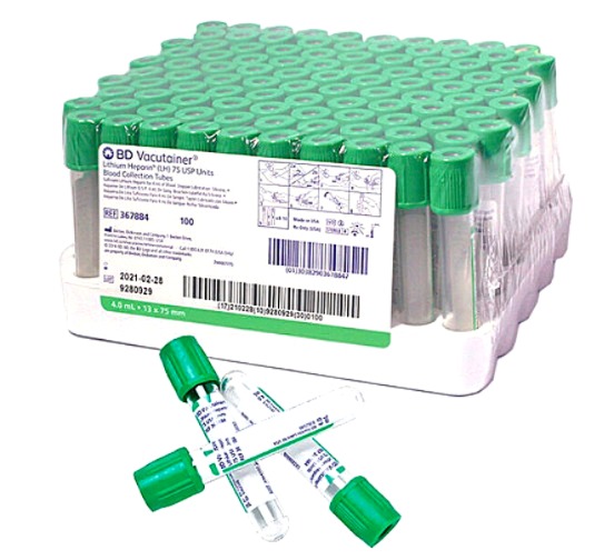 TUBO TAPA VERDE HEP LITIO 5ML X 100